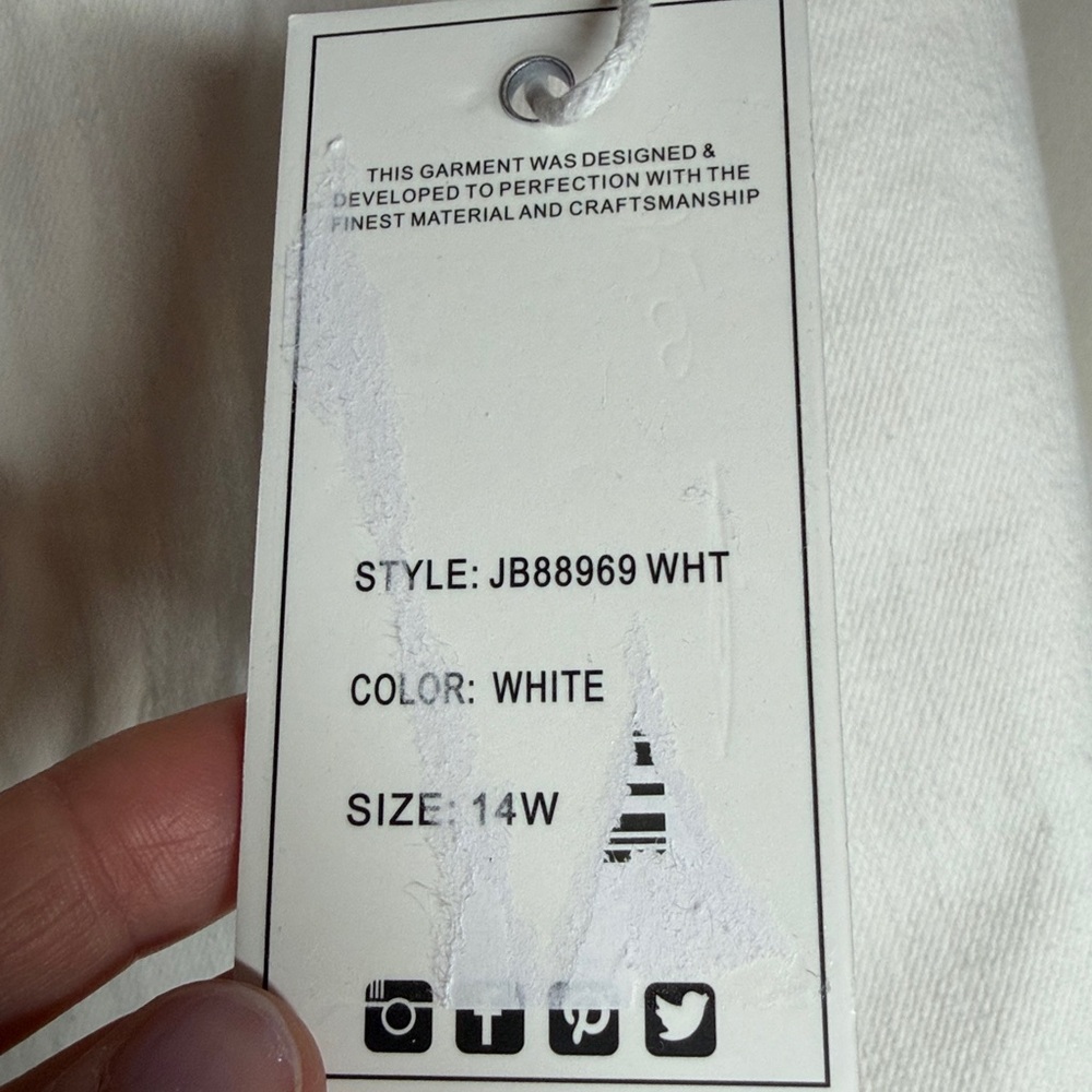 NWT Judy Blue High Waist Double Button‎ White Wide Leg Denim Jeans 14W - Picture 8 of 10